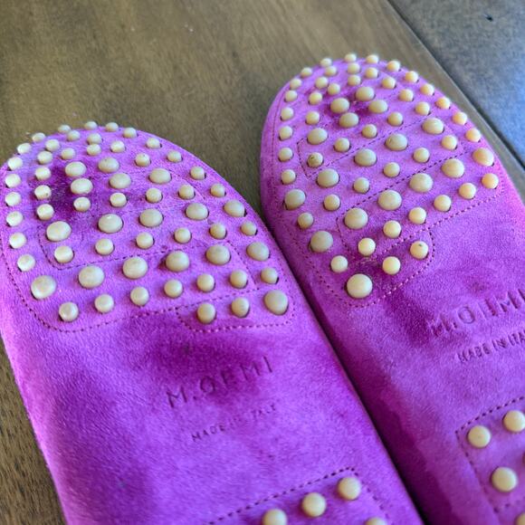 M. Gemi Felize Pink Suede Leather Slip-on Moccasins Flat Sz 38 Italian Handmade - Picture 14 of 16